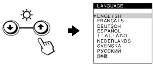 SONY GDM5402 - Heben Sie mit den Tasten ↓/↑ die Option LANGUAGE hervor, und drücken Sie die Taste ☐ erneut. - 1