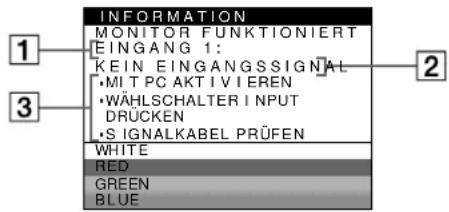 SONY GDM5402 - Die Meldung KEIN EINGANGSSIGNAL erscheint auf dem Bildschirm - 1