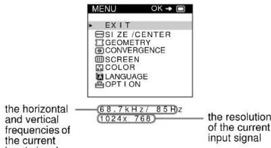 SONY GDM5410 - Displaying the current input signal - 1