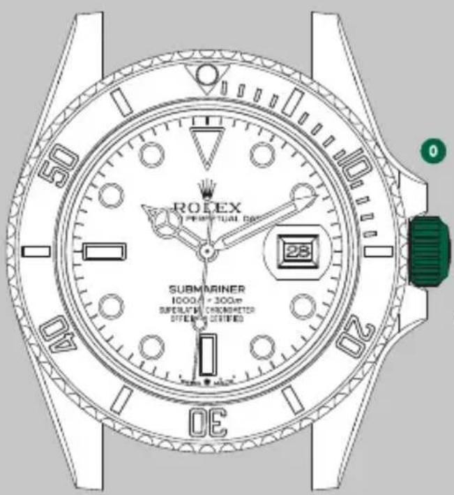 Rolex Submariner Date - Mise à l'heure (position 3) - 1