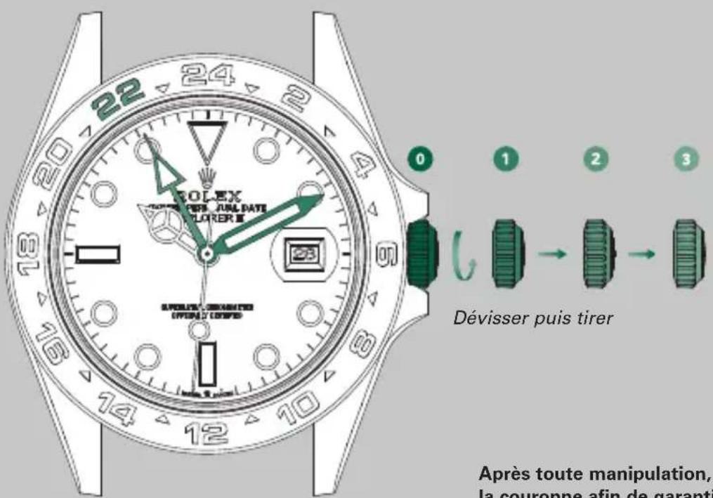 Rolex Explorer II - Réglage de l'aiguille 24 heures (couronne en position 3) - 1