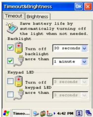 Timeout&Brightness Timeout Brightness Save battery life by automatically turning off the light when not needed. Backlight Turn off 30 seconds backlight more than 1 minute Keypad LED Turn off 3 seconds keypad LED more than 3 seconds Timeo... 4:42 PM