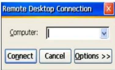 Remote Desktop Connection Computer: Connect Cancel Options >>