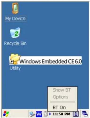 My Device Recycle Bin Windows Embedded CE 6.0 Utility Show BT Options BT On 11:50 PM
