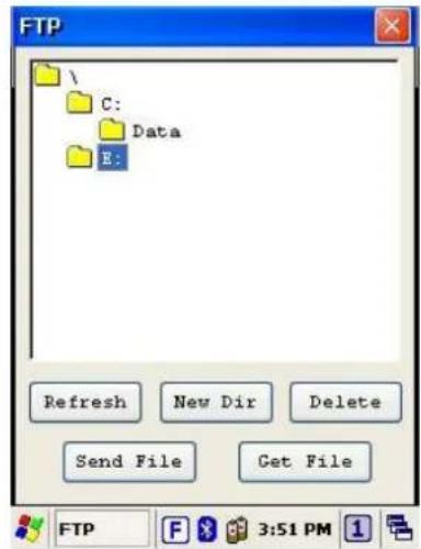 FTP C: Data E: Refresh New Dir Delete Send File Get File FTP F 3:51 PM 1