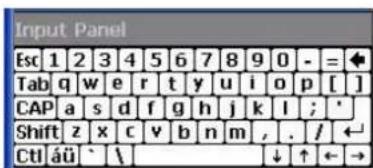 Input Panel Esc 1 2 3 4 5 6 7 8 9 0 - = ◆ Tab q w e r t y u i o p [ ] CAP a s d f g h j k l ; * Shift z x c v b n m , . / ← Ctrl äü ` \ ↓ ↑ ← →