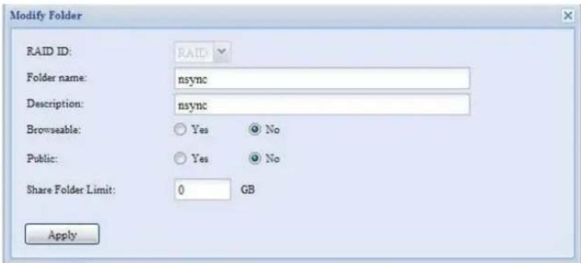 Thecus N7700 - Modifier des dossiers - 1