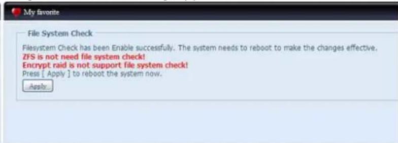 Thecus N7700 - Vérification du système de fichiers - 2