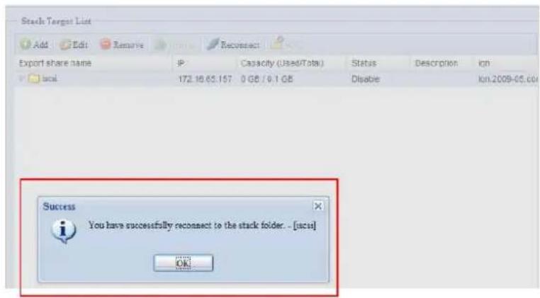 Thecus N7700 - reconnecter une cible empilable - 2