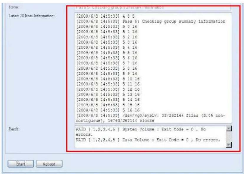 Thecus N7700 - Vérification du système de fichiers - 7