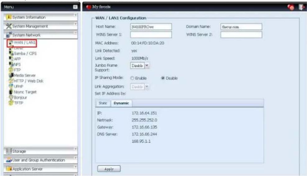 Thecus N7700 - Configuration du wan/lan1 - 1