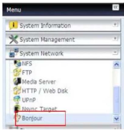 Thecus N7700 - Réglage de bonjour - 1