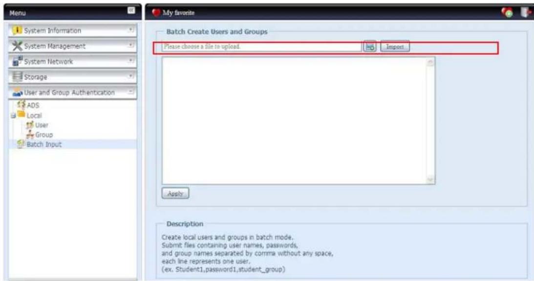 Thecus N7700 - Création d'utilisateurs et de groupes par lot - 1