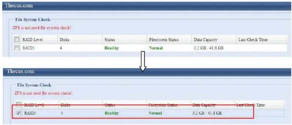 Thecus N7700 - Vérification du système de fichiers - 5