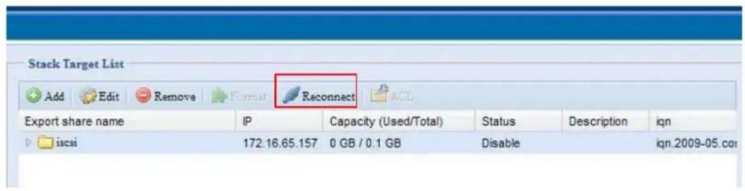 Thecus N7700 - reconnecter une cible empilable - 1