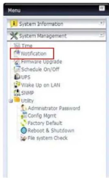 Thecus N7700 - Configuration des notifications - 1