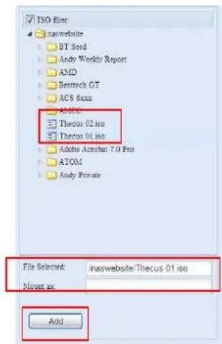 Thecus N7700 - ajouter un fichier ISO - 4