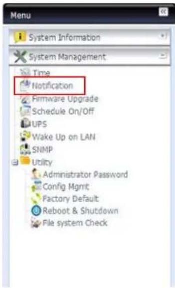 Thecus N7700PRO - Configuration des notifications - 1