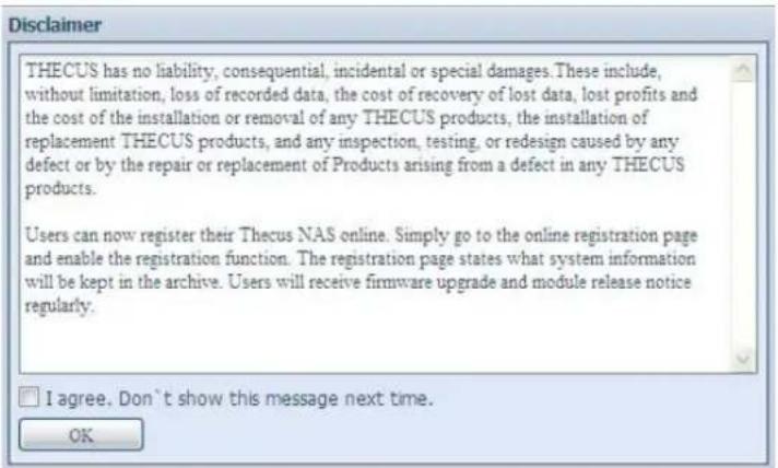 Thecus N7700PRO - Nom d'utilisateur: admin Mot de passe: admin - 1