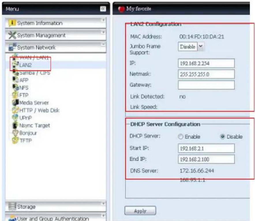 Thecus N7700PRO - Configuration du LAN2 - 1