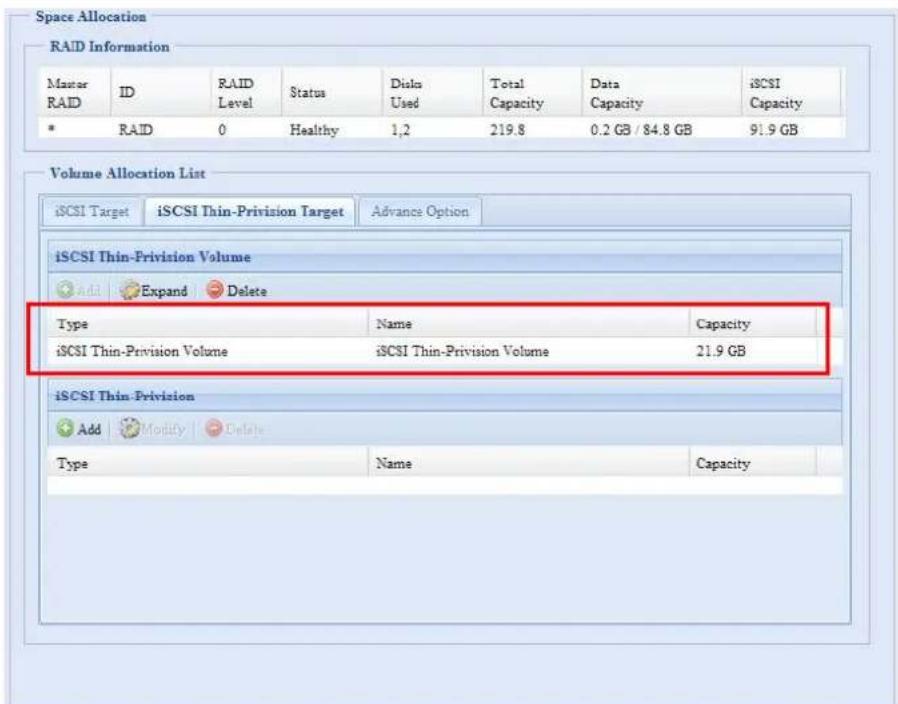 Thecus N7700PRO - iSCSI Thin-Provisioning - 3