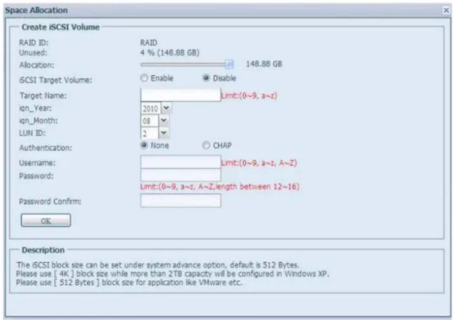 Thecus N7700PRO - Attribuer de l'espace à un volume iSCSI - 2