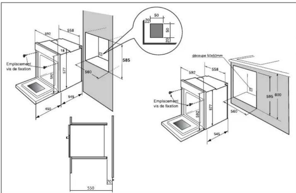 NOVY Mira - Dimensions utiles pour encastrer votre four - 1