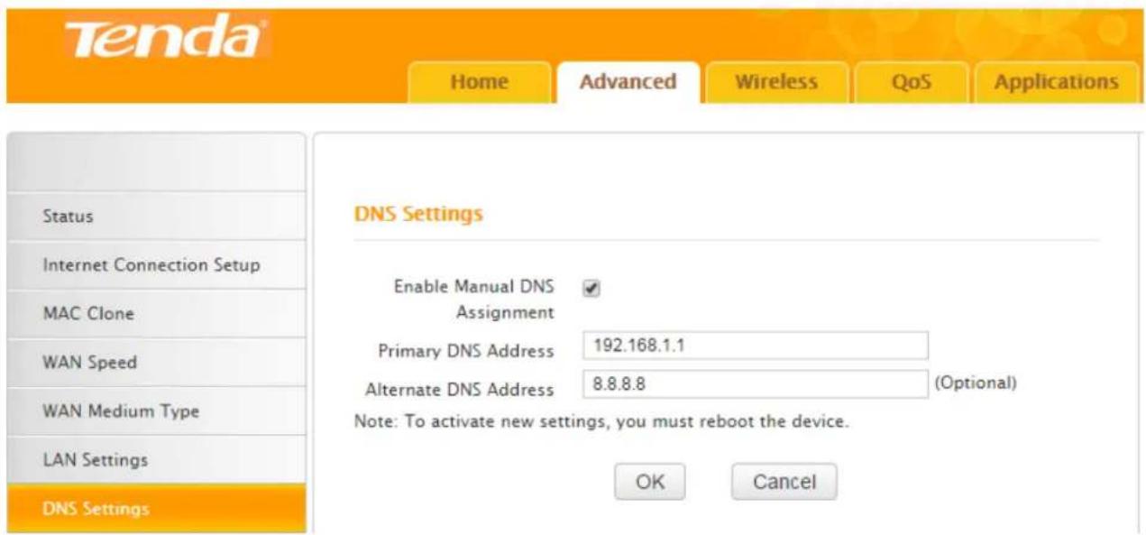 Tenda F3 - DNS Settings - 1