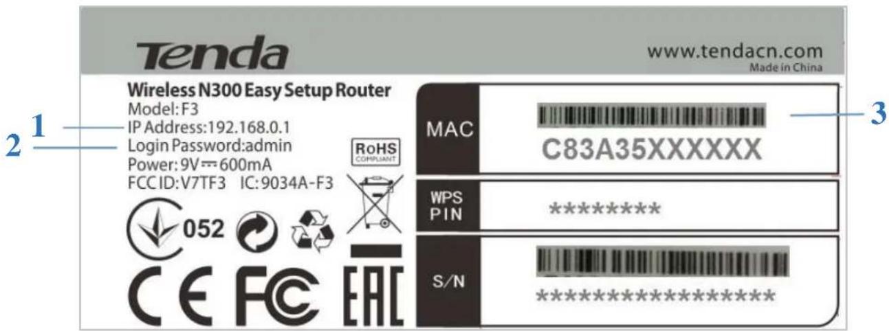 Tenda F3 - Product Label - 1