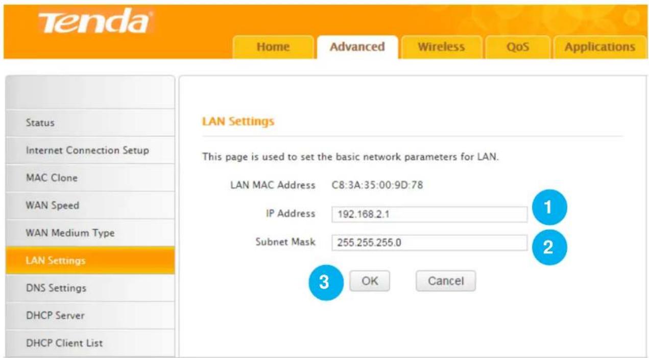 Tenda F3 - LAN Settings - 1