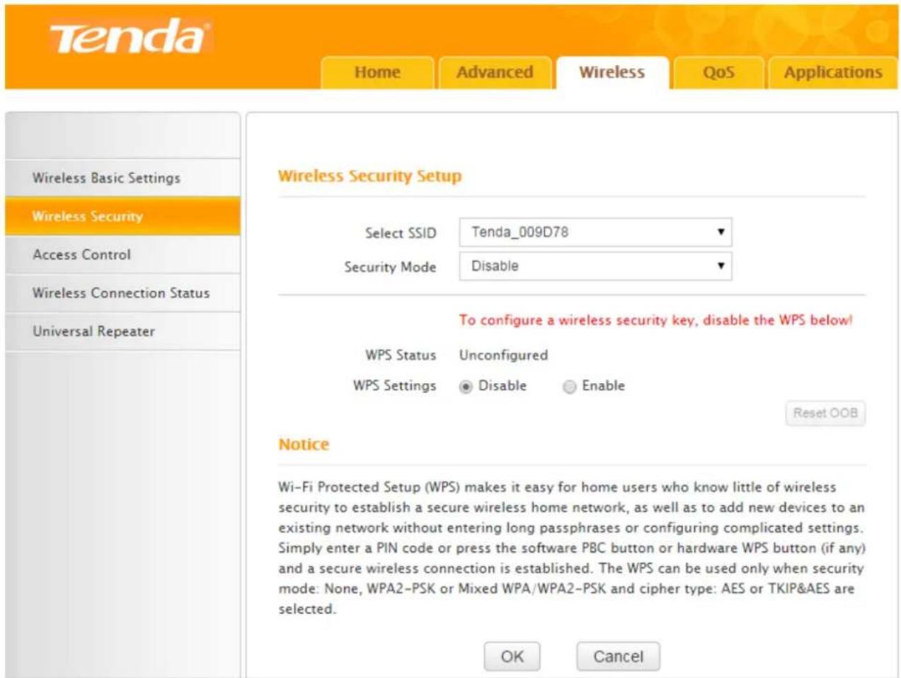 Tenda F3 - Wireless Security - 1