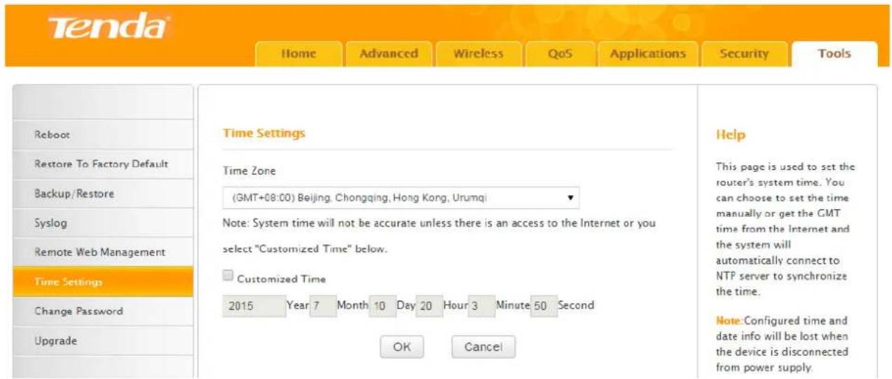 Tenda F3 - Time Settings - 1