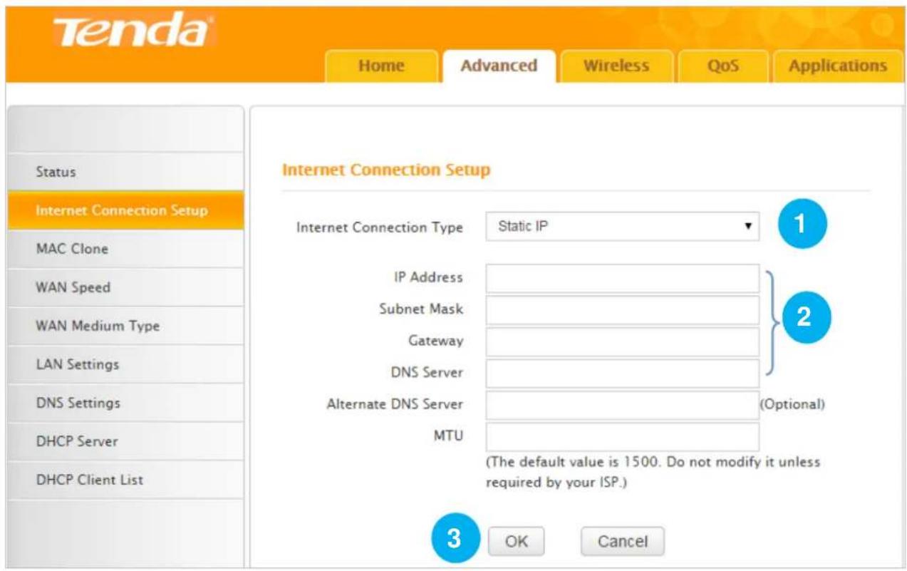 Tenda F3 - Static IP - 1