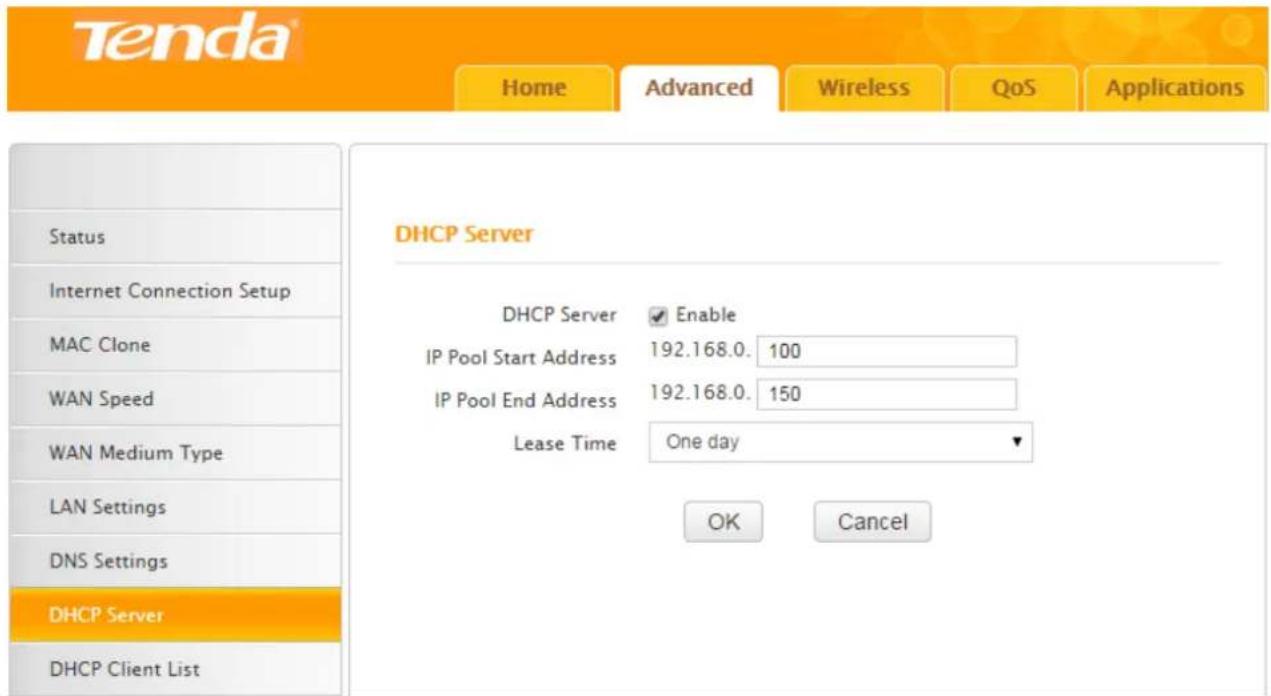 Tenda F3 - DHCP Server - 1