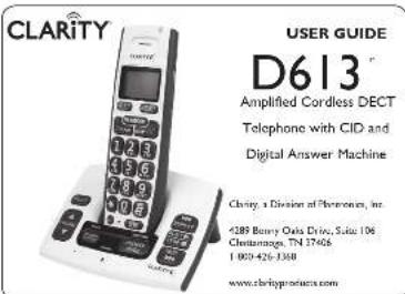 Clarity D613 - Special Instructions: - 2