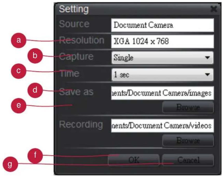 OPTOMA DC350 - c Setting-Click the setting key to show setting box - 1