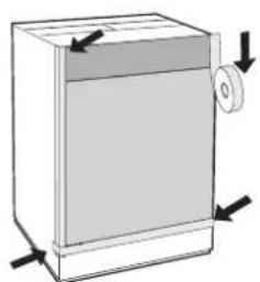 HOTPOINT CAWD 129 (EU) - Mounting the wooden panel onto the door and inserting the machine into cabinets: - 4