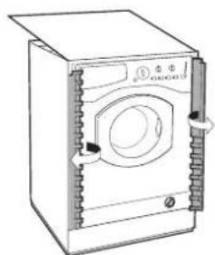 HOTPOINT CAWD 129 (EU) - Mounting the wooden panel onto the door and inserting the machine into cabinets: - 2