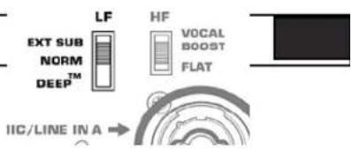 EXT SUB NORM DEEP™ LF HF VOCAL BOOST FLAT IIC/LINE IN A →