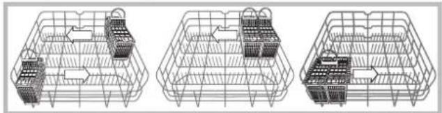 HOTPOINT LFT 114 - Exemples de rangement dans le panier à couverts - 1