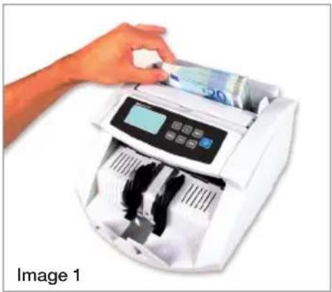 Safescan 2250 - Método correcto de inserir as notas no alimentador - 1