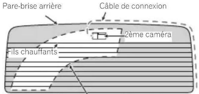 PIONEER VRECDZ700DC - Position d'installation recommandée sur le pare-brise arrière - 1
