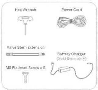 Hex Wrench Power Cord Valve Stem Extension Battery Charger (Sold Separation) M5 Flathead Screw x 6