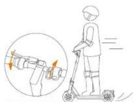 Illustration showing a person using a scooter with motion arrows and a magnified inset highlighting the camera's motion.