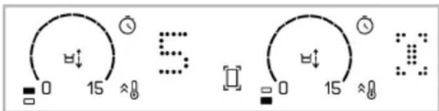 GRUNDIG GIEI 838980 INH - Turning on the wide surface cooking zone while one or both of the left cooking zones are running (It varies depending on the product model. It may not be available on your product.) - 2
