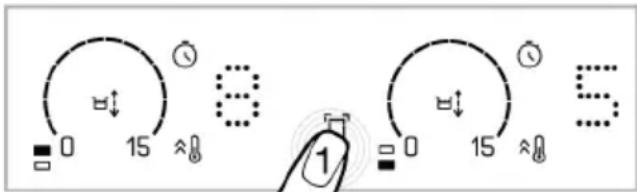 GRUNDIG GIEI 838980 INH - Turning on the wide surface cooking zone while one or both of the left cooking zones are running (It varies depending on the product model. It may not be available on your product.) - 1