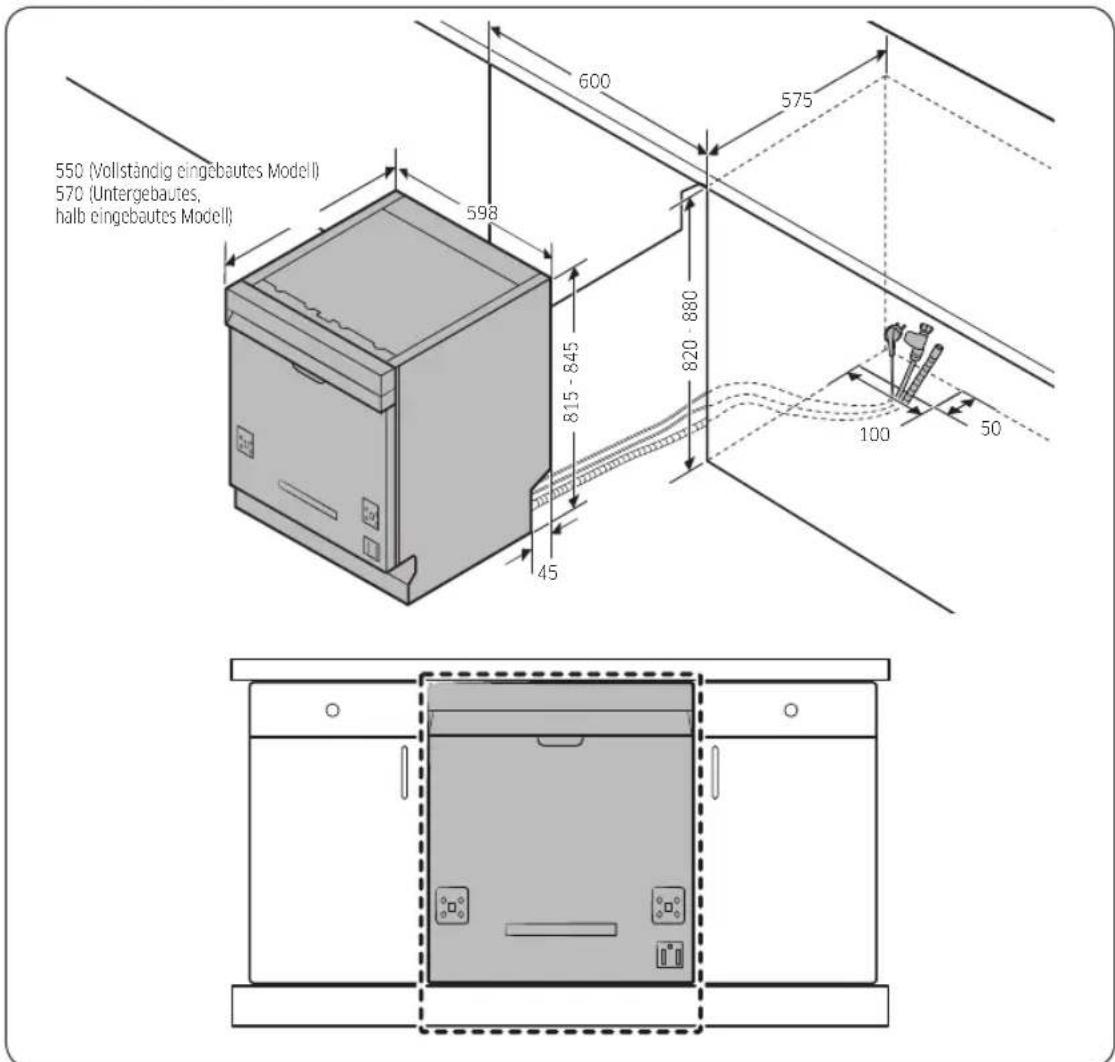 SAMSUNG DW60A6090IB - Schrankabmessungen - 1