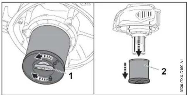 STIHL SE 33 - Démontage du filtre à cartouche - 1