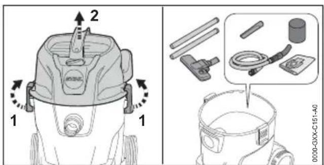 STIHL SE 33 - Assembling the Wet/Dry Vacuum Cleaner - 1