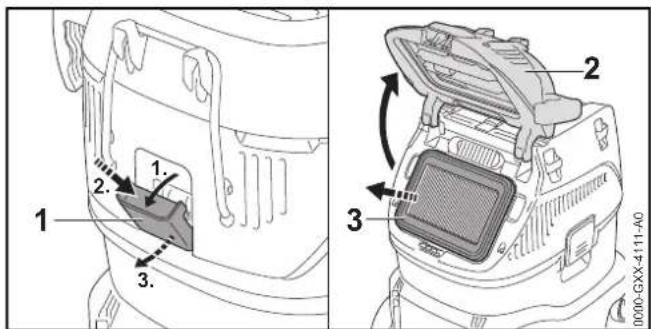 STIHL SE 133 ME - Suodattimen puhdistus - 1